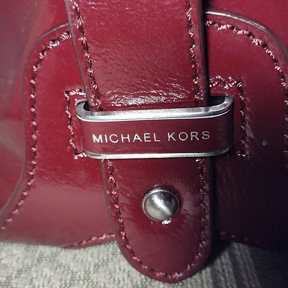 Michael Kors Burgundy Patent Barrel Bag - Picture 6 of 16